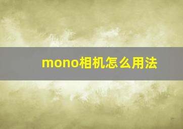 mono相机怎么用法