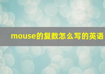 mouse的复数怎么写的英语