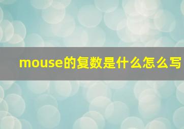 mouse的复数是什么怎么写