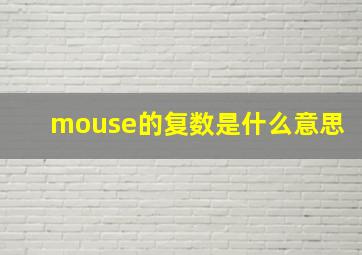 mouse的复数是什么意思