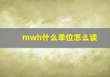 mwh什么单位怎么读