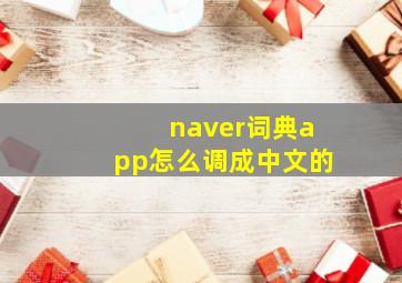 naver词典app怎么调成中文的