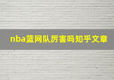 nba篮网队厉害吗知乎文章