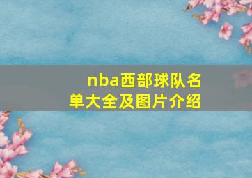 nba西部球队名单大全及图片介绍