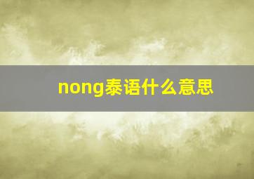 nong泰语什么意思