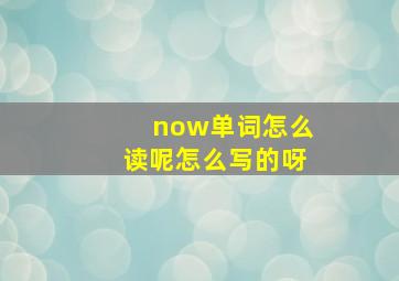 now单词怎么读呢怎么写的呀