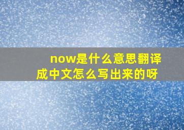 now是什么意思翻译成中文怎么写出来的呀