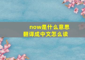 now是什么意思翻译成中文怎么读