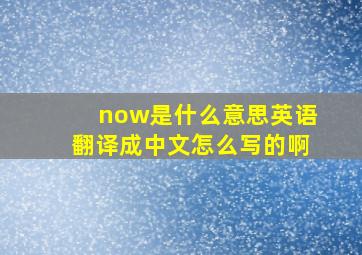 now是什么意思英语翻译成中文怎么写的啊