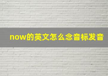 now的英文怎么念音标发音