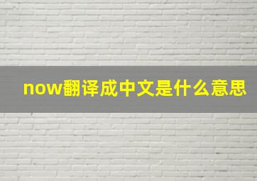 now翻译成中文是什么意思