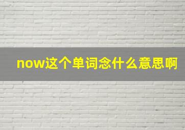 now这个单词念什么意思啊