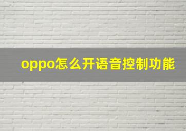 oppo怎么开语音控制功能