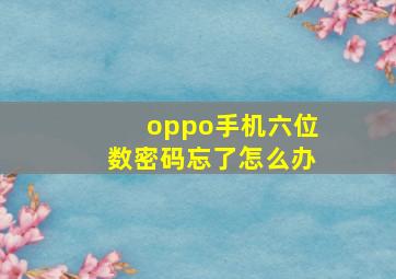 oppo手机六位数密码忘了怎么办