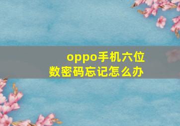 oppo手机六位数密码忘记怎么办