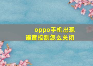 oppo手机出现语音控制怎么关闭