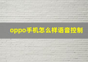 oppo手机怎么样语音控制