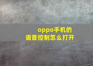 oppo手机的语音控制怎么打开