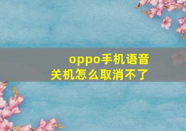 oppo手机语音关机怎么取消不了