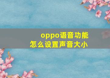 oppo语音功能怎么设置声音大小