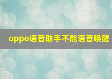 oppo语音助手不能语音唤醒