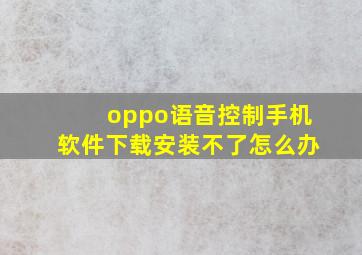 oppo语音控制手机软件下载安装不了怎么办