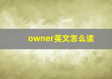 owner英文怎么读