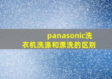 panasonic洗衣机洗涤和漂洗的区别