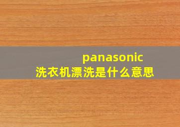 panasonic洗衣机漂洗是什么意思