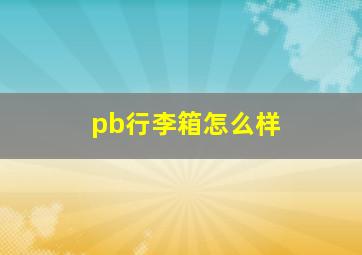 pb行李箱怎么样