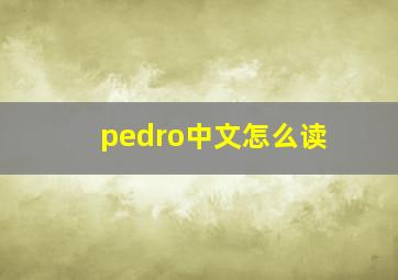 pedro中文怎么读