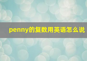 penny的复数用英语怎么说