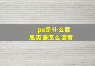 pe是什么意思英语怎么读音