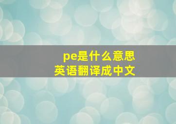 pe是什么意思英语翻译成中文