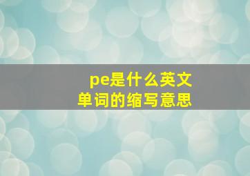 pe是什么英文单词的缩写意思