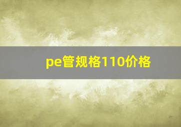 pe管规格110价格