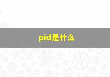 pid是什么