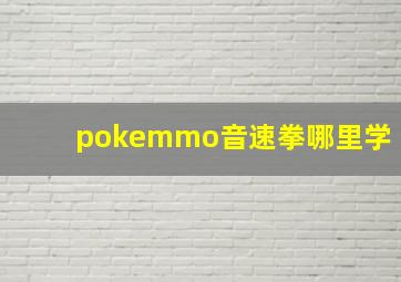 pokemmo音速拳哪里学