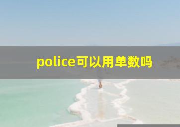 police可以用单数吗