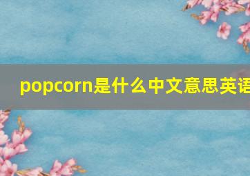 popcorn是什么中文意思英语