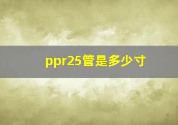 ppr25管是多少寸