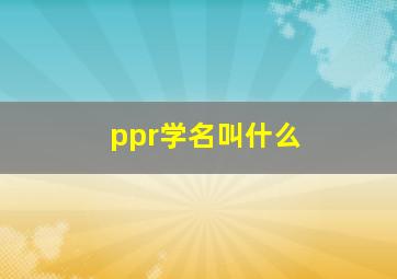 ppr学名叫什么