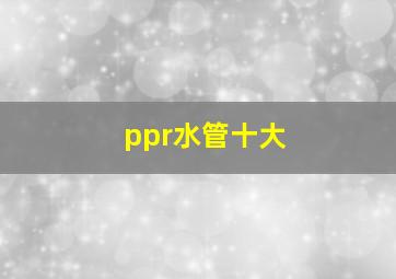 ppr水管十大