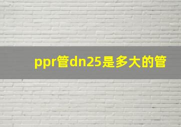 ppr管dn25是多大的管