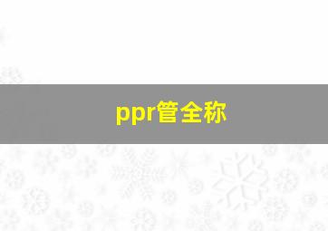 ppr管全称