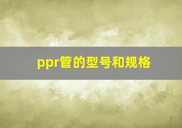 ppr管的型号和规格