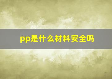 pp是什么材料安全吗