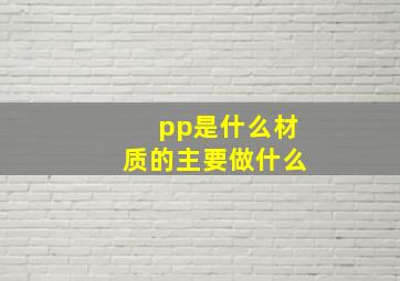 pp是什么材质的主要做什么