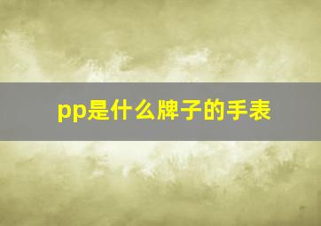 pp是什么牌子的手表