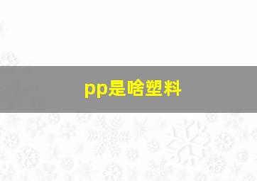 pp是啥塑料